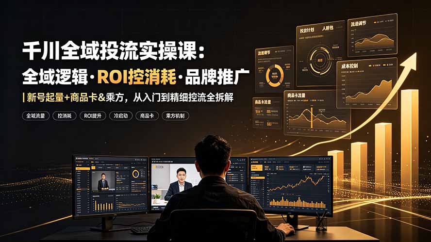 （19249期）千川全域投流实操课：全域逻辑·ROI控消耗·品牌推广｜新号起量+商品卡&乘方，从入门到精细控流全拆解-翌晨科技网
