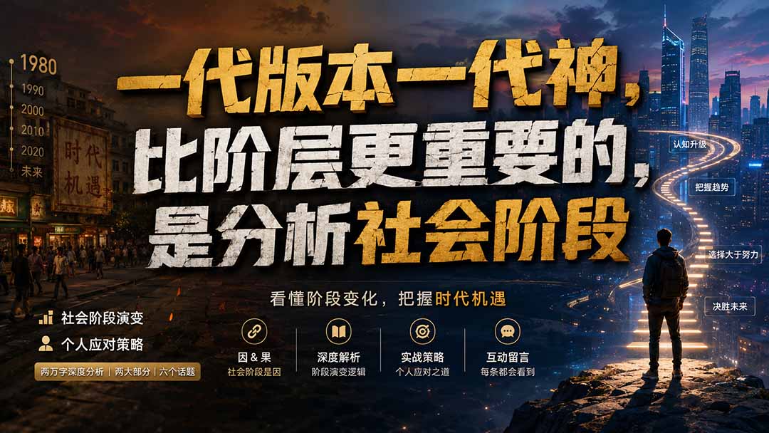 （19745期）付费文章：一代版本一代神，比阶层更重要的，是分析社会阶段-翌晨科技网