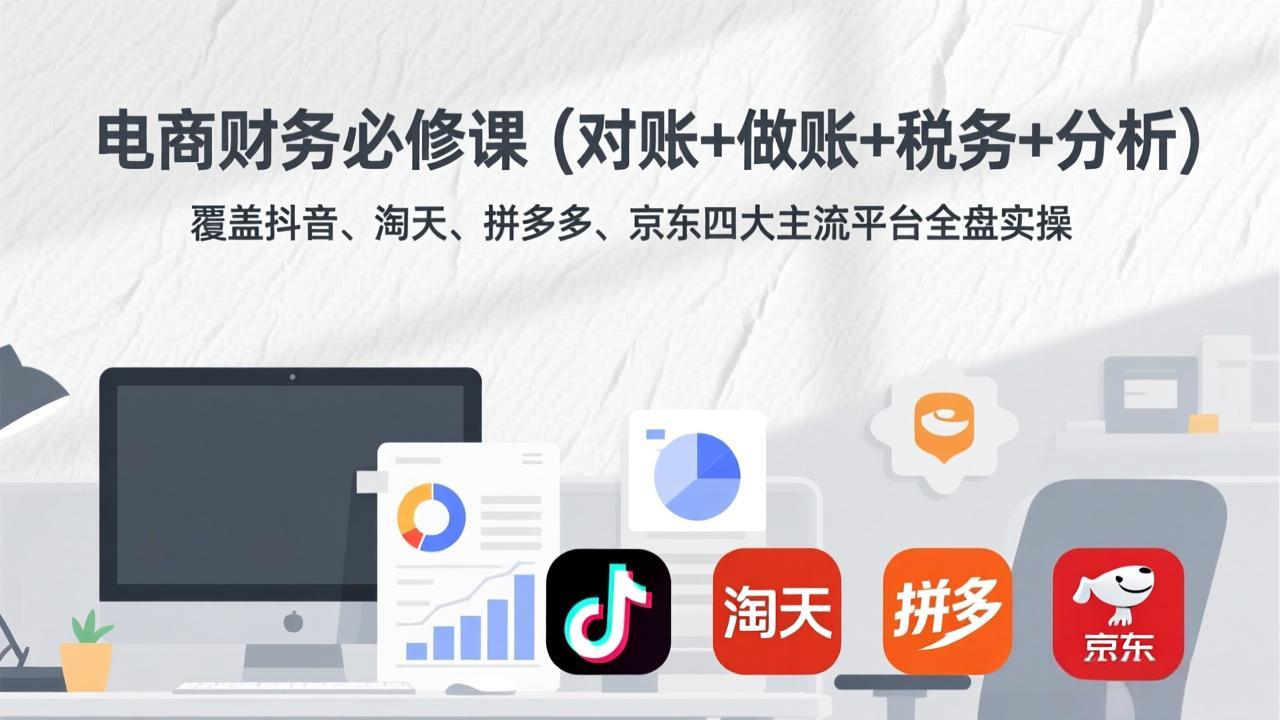（17390期）电商财务必修课（对账+做账+税务+分析）覆盖抖音、淘天、拼多多、京东四大主流平台全盘实操-翌晨科技网