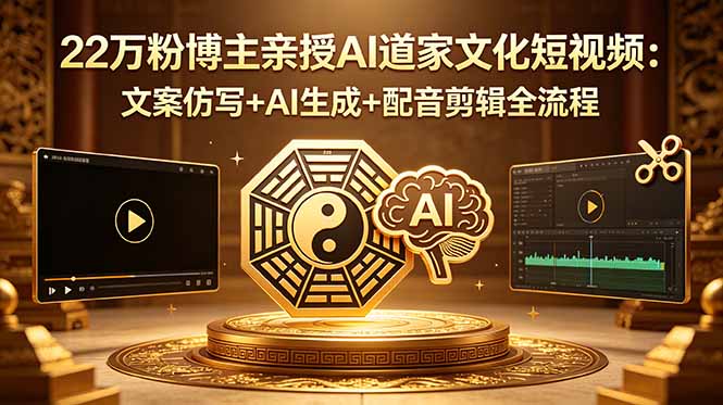 （18580期）22万粉博主亲授AI道家文化短视频：文案仿写+AI生成+配音剪辑全流程-翌晨科技网
