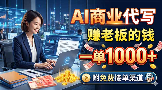 （18444期）AI商业代写，赚老板的钱，一单1000+，附免费接单渠道-翌晨科技网