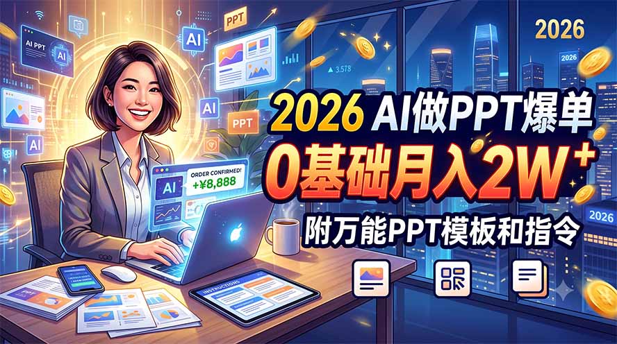(19284期)2026 AI做PPT爆单,0基础月入2W,附万能PPT模板和指令-翌晨科技网