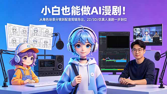 （18343期）小白也能做AI漫剧！从角色场景分镜到配音剪辑导出，2D/3D/仿真人漫剧一步到位-翌晨科技网