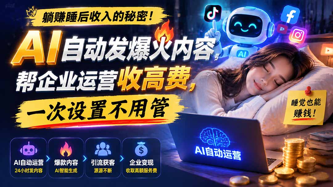 （19826期）躺赚睡后收入的秘密！AI 自动发爆火内容，帮企业运营收高费，一次设置不用管【原创双语字幕】-翌晨科技网