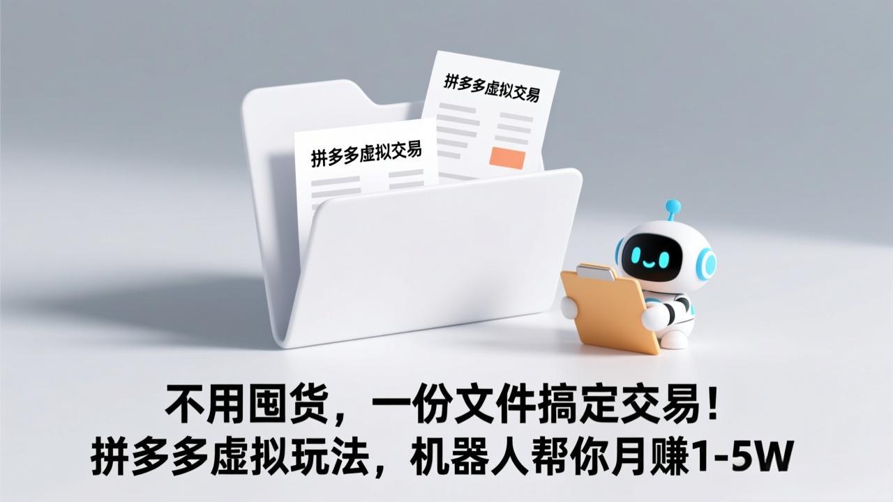 （17265期）不用囤货，一份文件搞定交易！拼多多虚拟玩法，机器人帮你月赚 1-5W-翌晨科技网