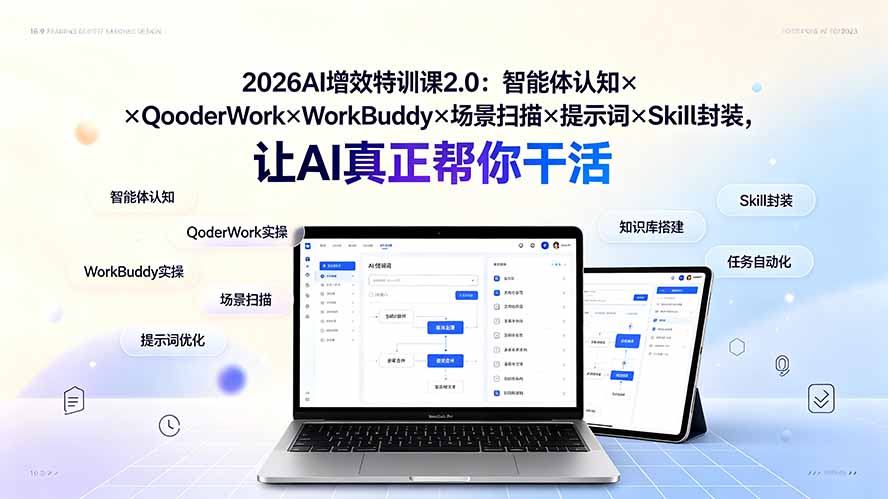 （19368期）2026AI增效特训课2.0：智能体认知×QoderWork×WorkBuddy×场景扫描×提示词×Skill封装，让AI真正帮你干活-翌晨科技网