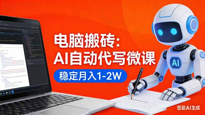 （17582期）电脑搬砖：AI自动代写微课，稳定月入1-2W，提供接单渠道，0门槛小白可做！-翌晨科技网