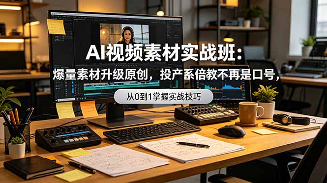 （19085期）AI视频素材实战班：爆量素材升级原创，投产翻倍不再是口号，0-1系统教学实战落地-翌晨科技网
