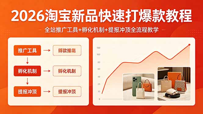 （18422期） 2026淘宝新品快速打爆款教程，全站推广工具+孵化机制+提报冲顶全流程教学-翌晨科技网
