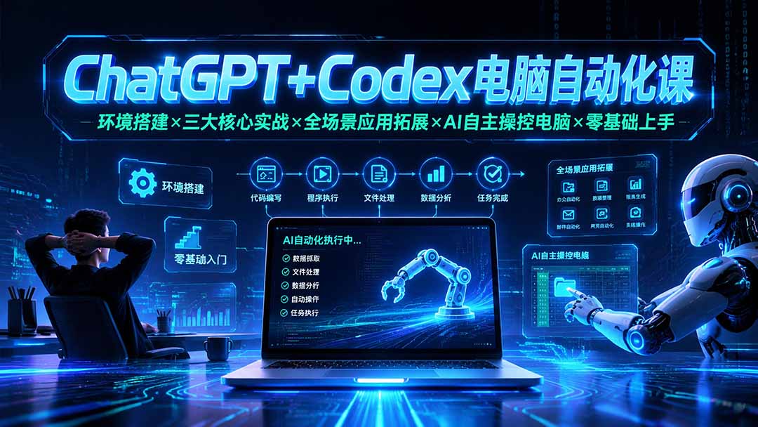 （19583期）ChatGPT+Codex电脑自动化课：环境搭建×三大核心实战×全场景应用拓展×AI自主操控电脑×零基础上手-翌晨科技网