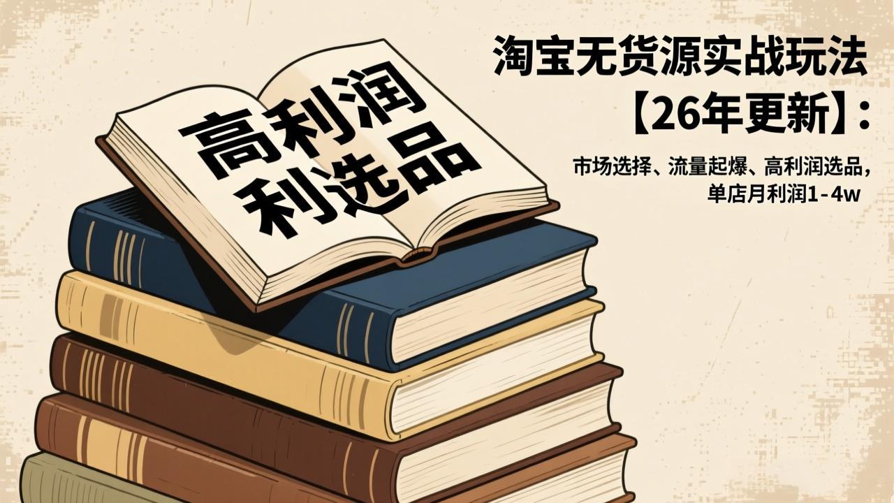（17046期）淘宝无货源实战玩法【26年更新】：市场选择、流量起爆、高利润选品，单店月利润1-4w-翌晨科技网