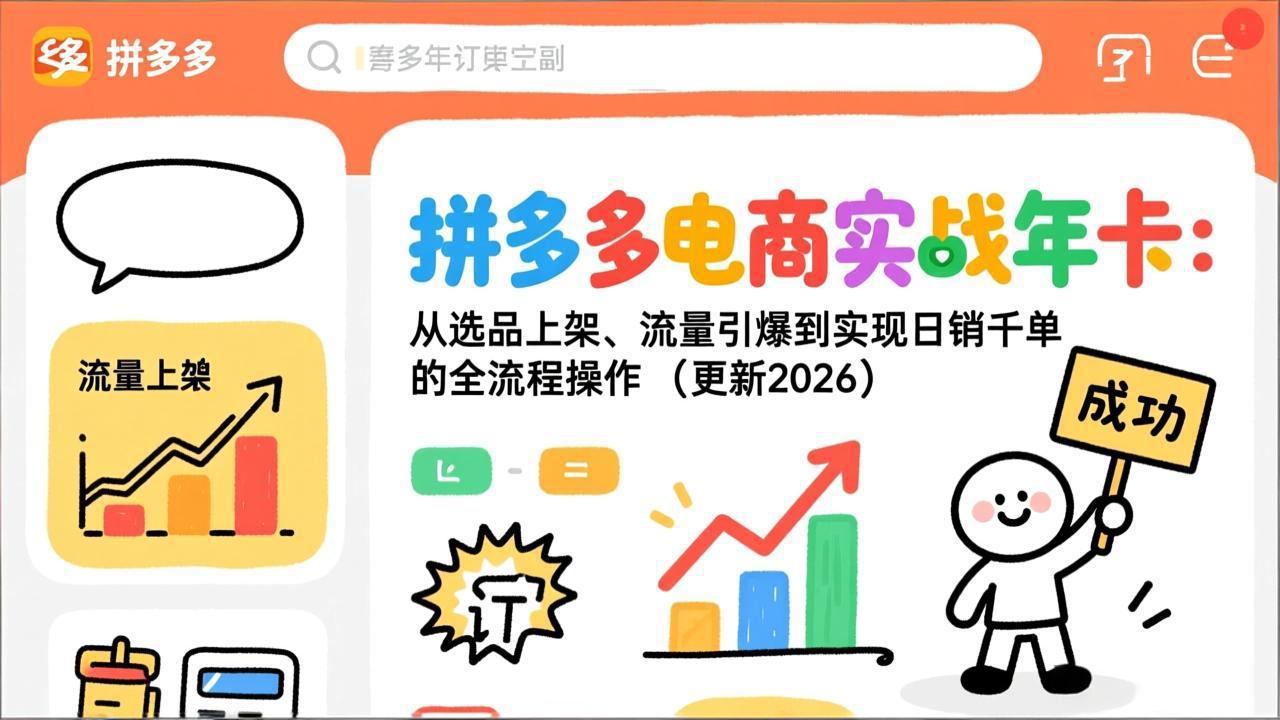（19839期）拼多多电商实战年卡：从选品上架、流量引爆到实现日销千单的全流程操作（更新2026年8月）-翌晨科技网