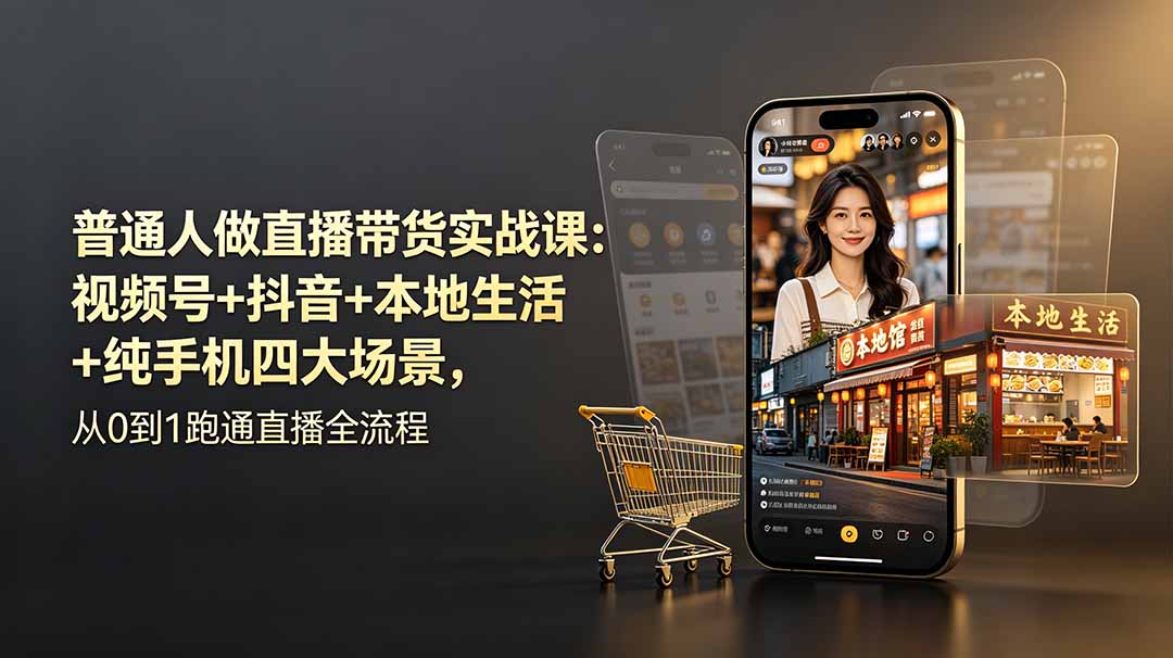 （19111期）普通人做直播带货实战课：视频号+抖音+本地生活+纯手机四大场景，从0到1跑通直播全流程-翌晨科技网