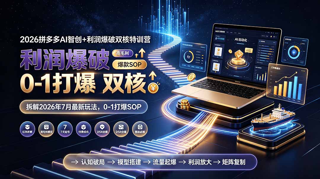 （19562期）2026拼多多AI智创+利润爆破双核特训营-更新：拆解2026年7月最新玩法，0-1打爆SOP-翌晨科技网