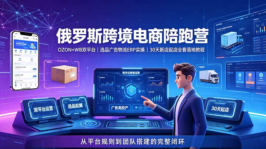 （19371期）2026俄罗斯跨境电商陪跑营：OZON+WB双平台｜选品广告物流ERP实操｜30天新店起店全套落地教程-翌晨科技网