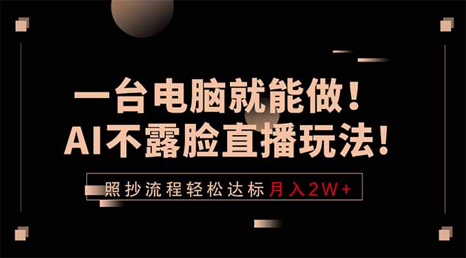 (18472期)一台电脑就能做!AI不露脸直播玩法,照抄流程轻松达标月入2W+-翌晨科技网