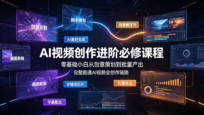 （19159期）AI视频创作进阶必修课程：零基础小白从创意策划到批量产出，完整跑通AI视频全创作链路-翌晨科技网