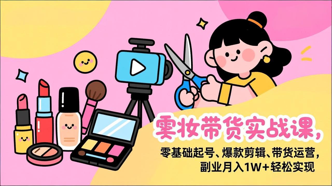 （17189期）美妆带货实战课，零基础起号、爆款剪辑、带货运营，副业月入1W+轻松实现-翌晨科技网
