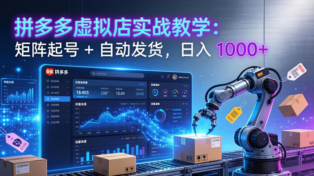（17628期）拼多多虚拟店实战教学：矩阵起号 + 自动发货，日入 1000+-翌晨科技网