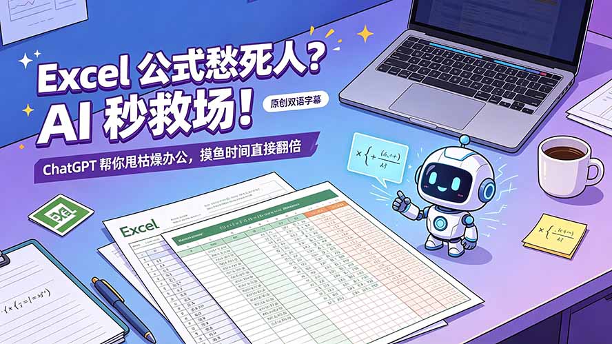 （19487期）Excel 公式愁死人？AI 秒救场！ChatGPT 帮你甩枯燥办公，摸鱼时间直接翻倍【原创双语字幕】-翌晨科技网