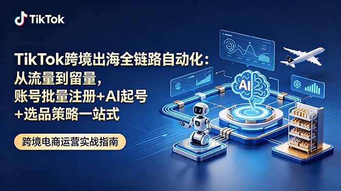 （18907期）TikTok跨境出海全链路自动化：从流量到留量，账号批量注册+AI起号+选品策略一站式-翌晨科技网