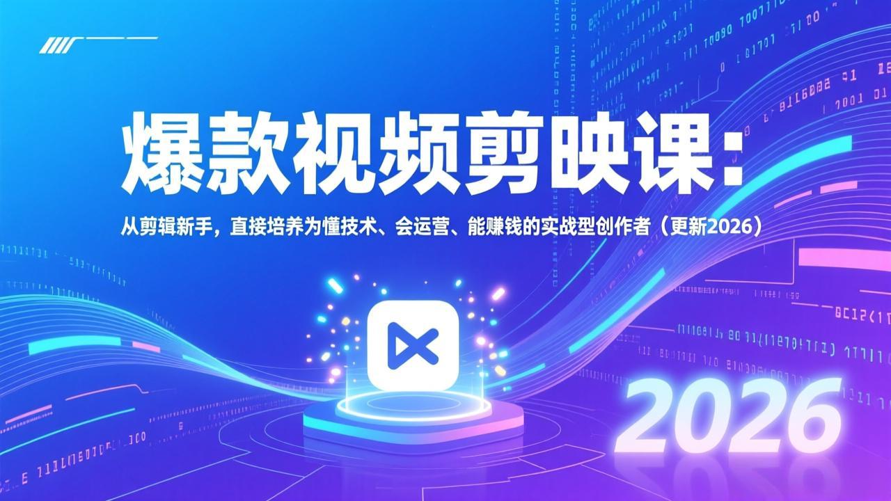 （17232期）爆款视频剪映课：从剪辑新手，直接培养为懂技术、会运营、能赚钱的实战型创作者（更新2026）-翌晨科技网