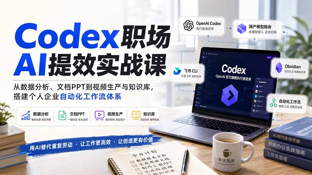 （20057期）Codex职场AI提效实战课：从数据分析、文档PPT到视频生产与知识库，搭建个人企业自动化工作流体系-翌晨科技网