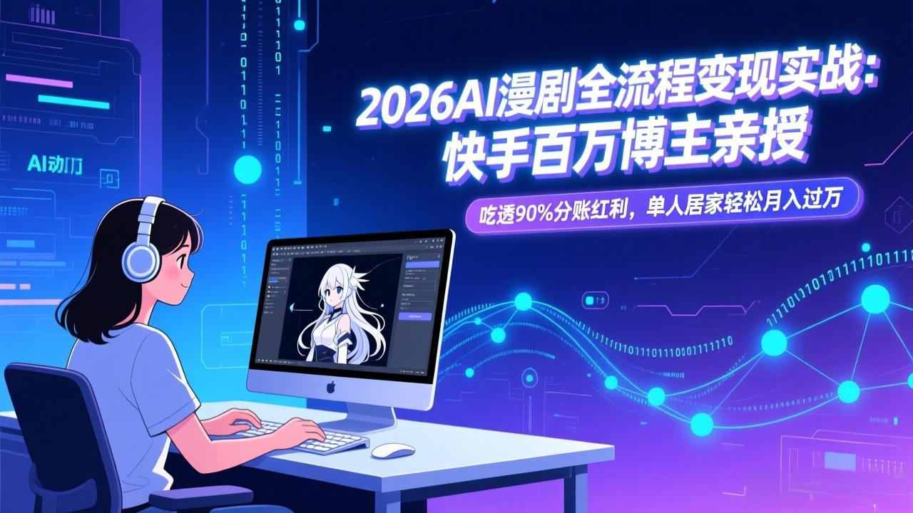 （17266期）2026AI漫剧全流程变现实战：快手百万博主亲授，吃透90%分账红利，单人居家轻松月入过万-翌晨科技网