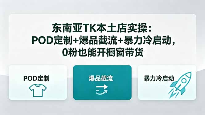 （18381期）东南亚TK本土店实操：POD定制+爆品截流+暴力冷启动，0粉也能开橱窗带货-翌晨科技网