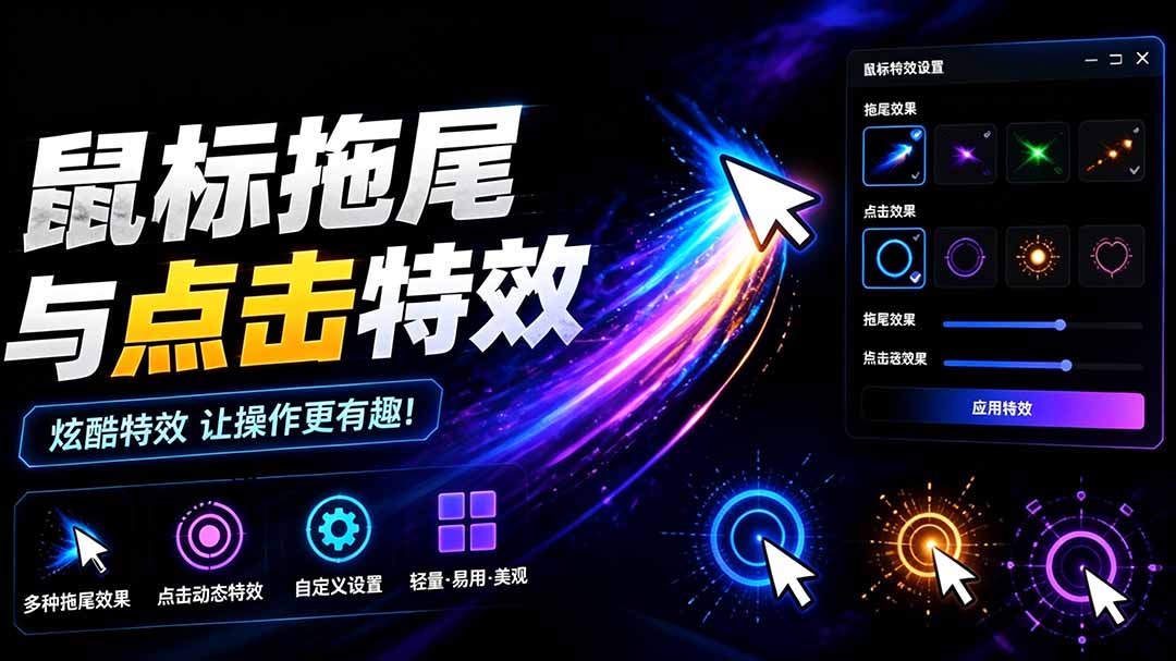 （19356期）Windows特效小工具！一键给你的鼠标添加拖尾与点击动态特效，吾爱出品，免费使用 Mouse Trail-翌晨科技网