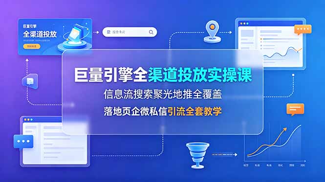 （19181期）巨量引擎全渠道投放实操课，信息流搜索聚光地推全覆盖，落地页企微私信引流全套教学-翌晨科技网