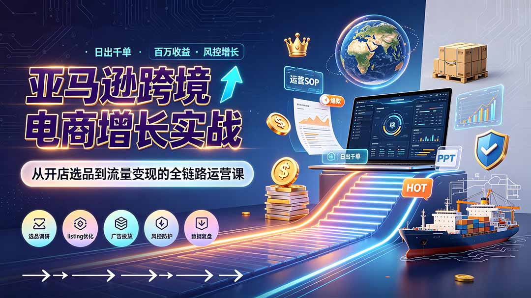 （19308期）亚马逊0-1孵化特训营8期：从注册风控到稳定日出千单实战，规避审核封店风险，标准化执行流程落地-翌晨科技网