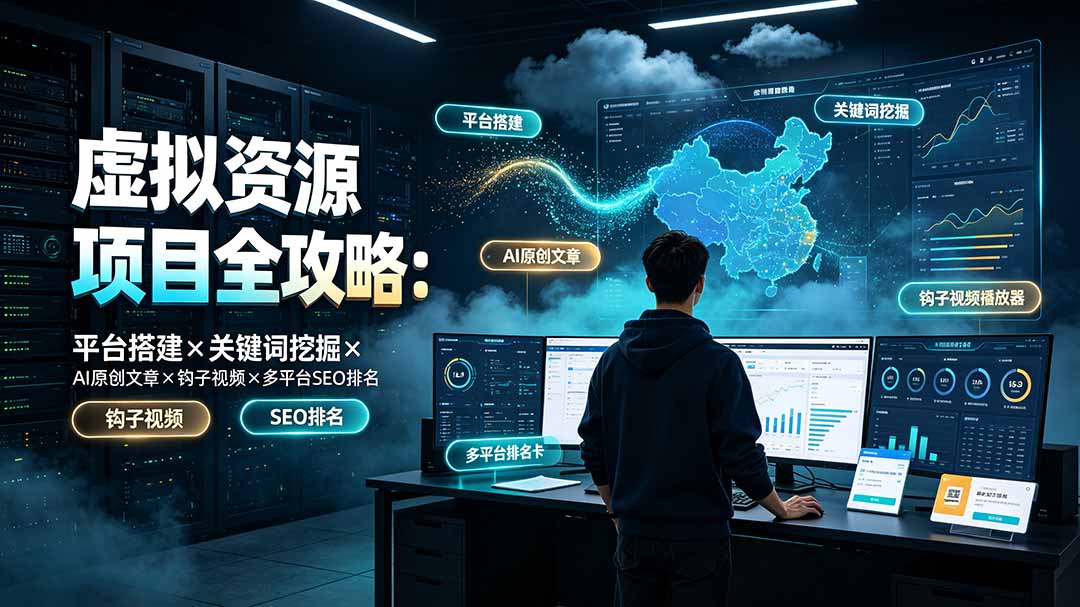 （19322期）虚拟资源项目全攻略：平台搭建×关键词挖掘×AI原创文章×钩子视频×多平台SEO排名-翌晨科技网