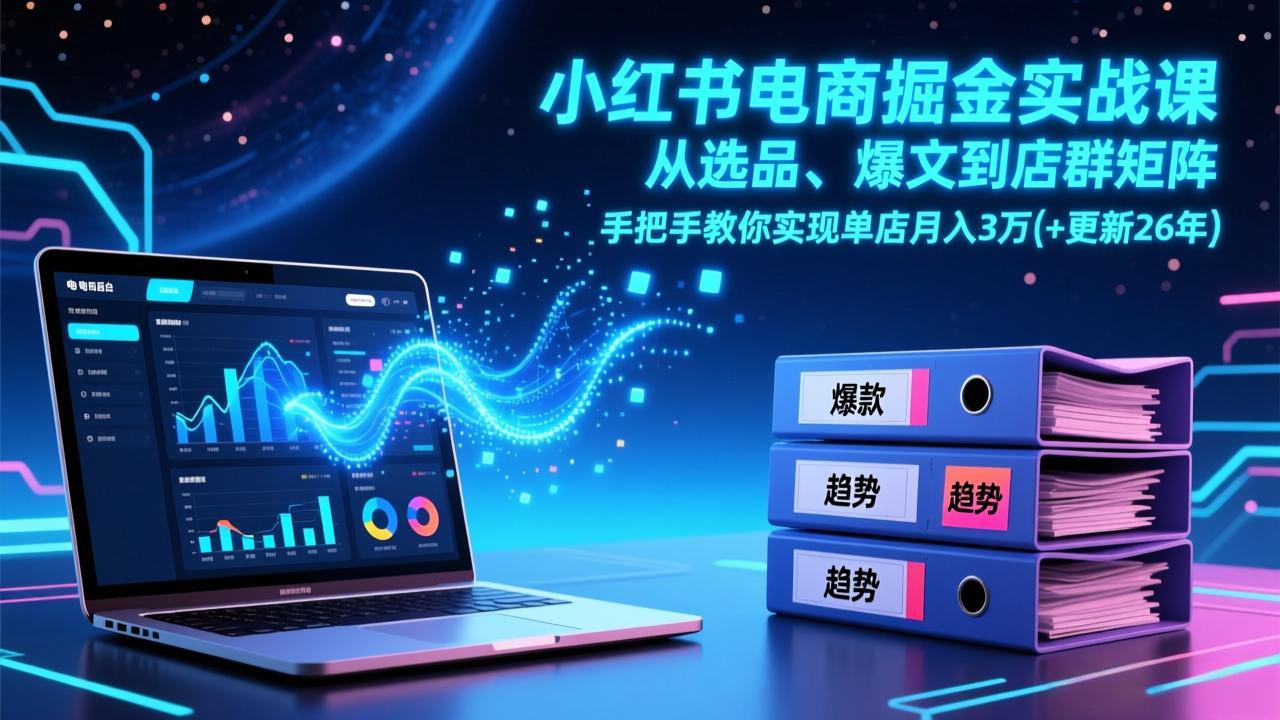 （17290期）小红书电商掘金实战课，从选品、爆文到店群矩阵，手把手教你实现单店月入3万+(更新26年)-翌晨科技网