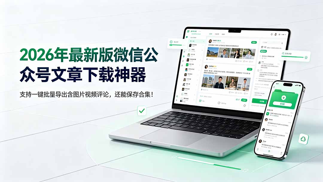 （19486期）2026年最新版微信公众号文章下载神器，支持一键批量导出含图片视频评论，还能保存合集！-翌晨科技网