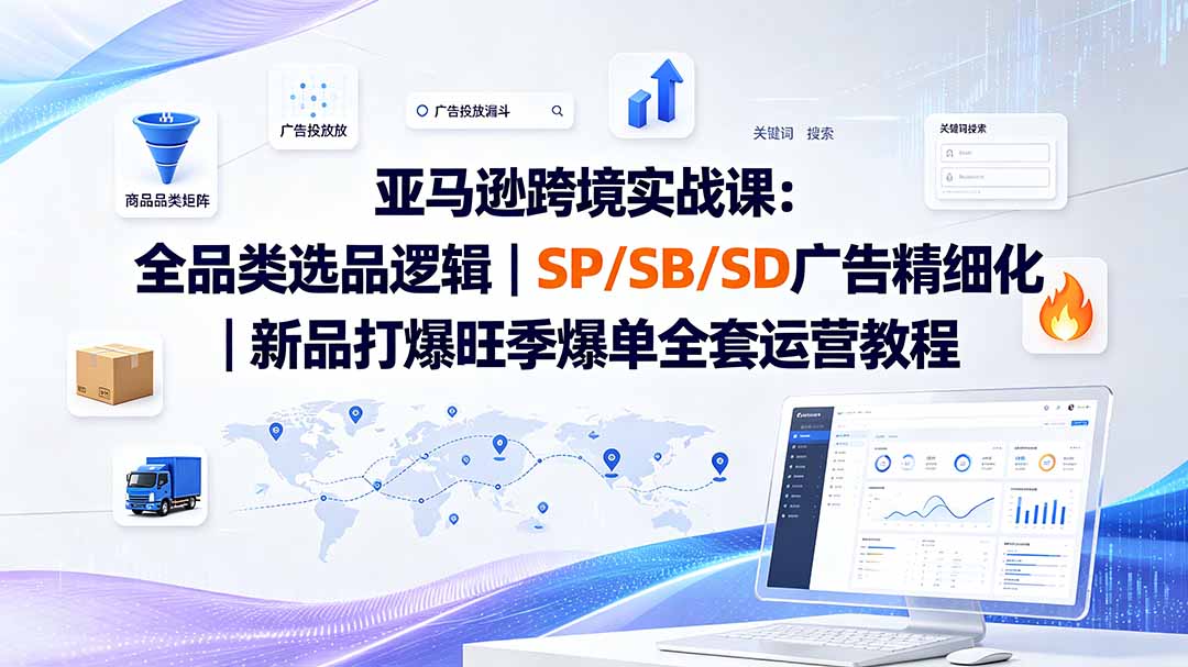 （19563期）亚马逊跨境实战课-更新：全品类选品逻辑｜SP/SB/SD广告精细化｜新品打爆旺季爆单全套运营教程-翌晨科技网