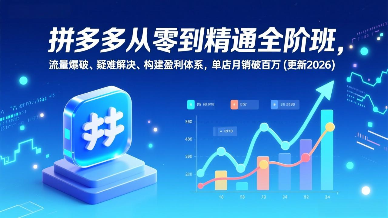 （17148期）拼多多从零到精通全阶班，流量爆破、疑难解决，构建盈利体系，单店月销破百万(更新2026)-翌晨科技网