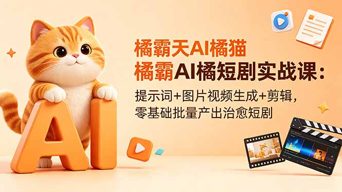 （18542期）橘霸天AI橘猫短剧实战课：提示词+图片视频生成+剪辑，零基础批量产出治愈短剧-翌晨科技网
