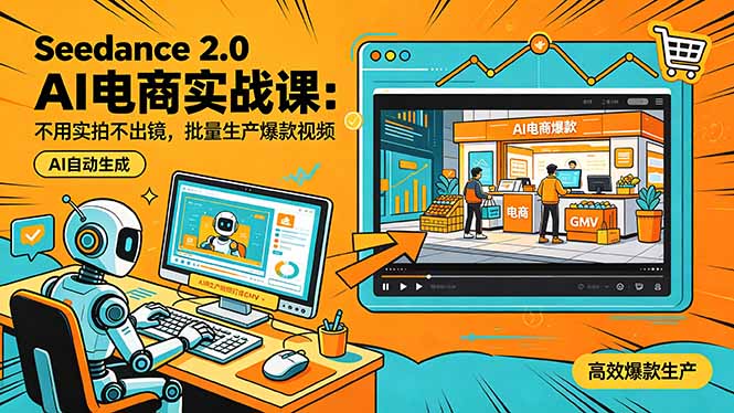 （18433期）Seedance 2.0 AI电商实战课：不用实拍不出镜，批量生产爆款视频打爆GMV-翌晨科技网