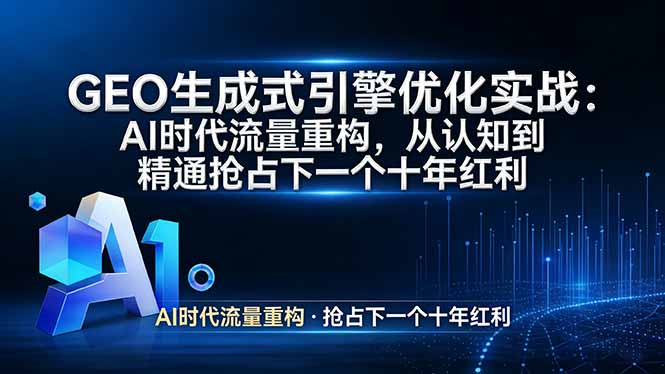 （17708期）GEO 生成式引擎优化实战：AI时代流量重构，从认知到精通抢占下一个十年红利-翌晨科技网