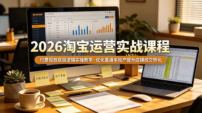 （19075期）2026 淘宝运营实战课程，付费投放底层逻辑实操教学，优化直通车投产提升店铺成交转化-翌晨科技网