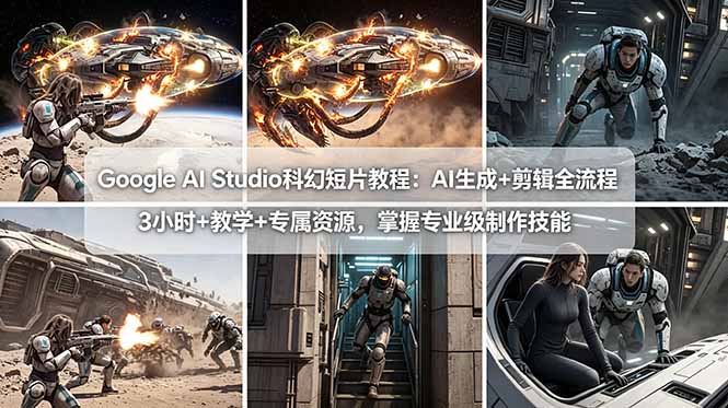 （18173期）Google AI Studio科幻短片教程：AI生成+剪辑全流程，3小时+教学+专属资源，掌握专业级制作技能-翌晨科技网