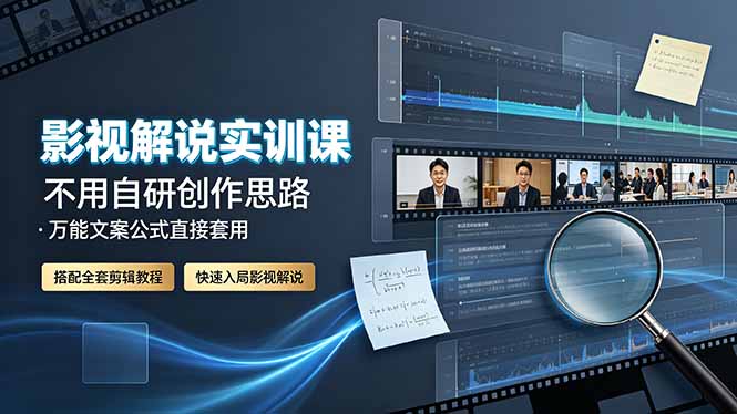 （19183期）影视解说实训课：不用自研创作思路，万能文案公式直接套用，搭配全套剪辑教程，快速入局影视解说-翌晨科技网