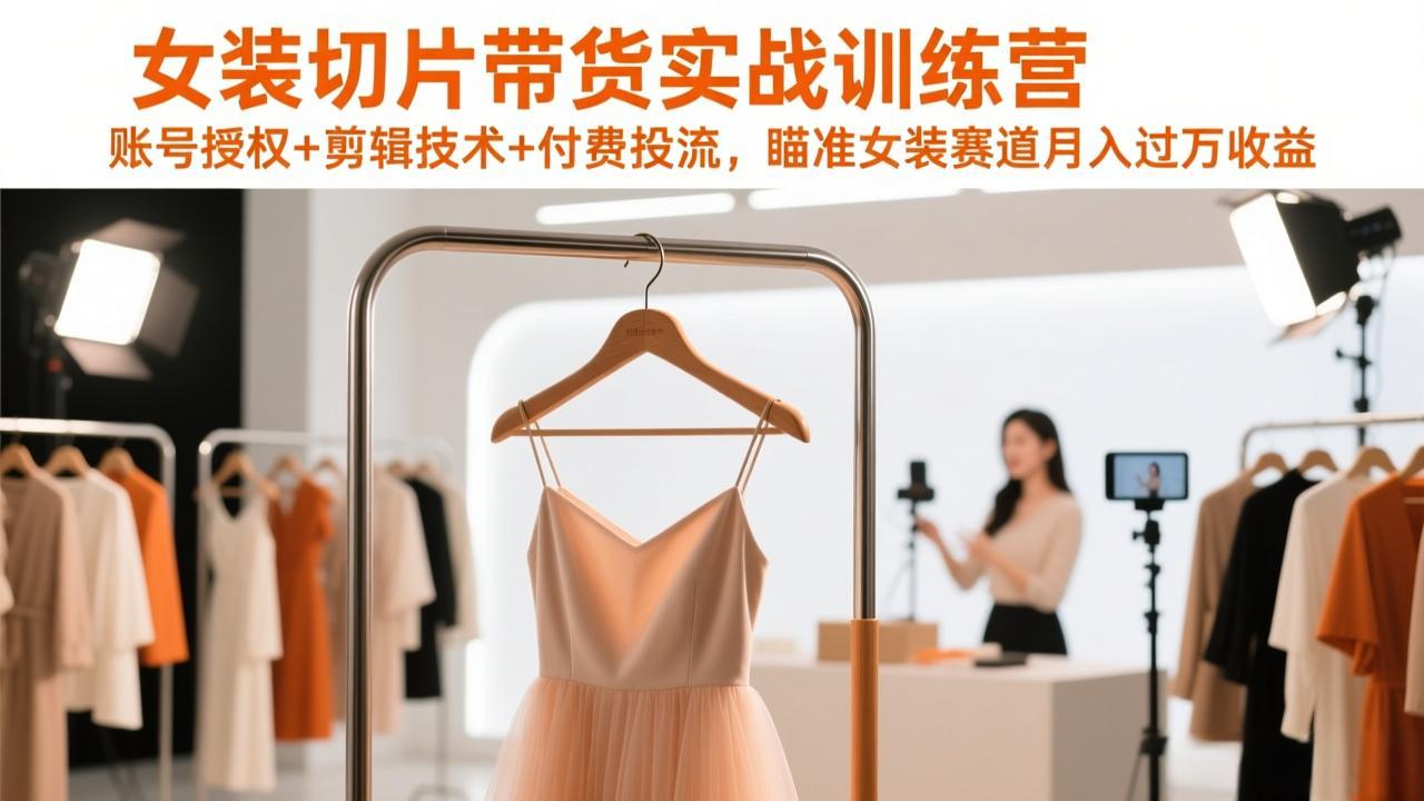 （17357期）女装切片带货实战训练营，账号授权+剪辑技术+付费投流，瞄准女装赛道月入过万收益-翌晨科技网