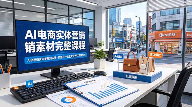 （19076期）AI电商实体营销素材完整课程，AI创意短片完美复刻实景，实体店一键生成宣传引流短视频-翌晨科技网