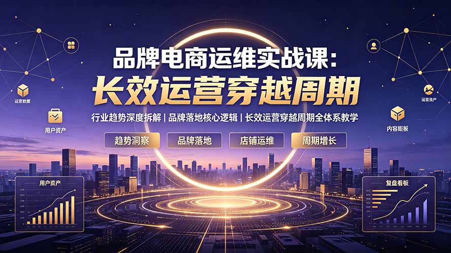 (19340期)品牌电商运维实战课:行业趋势深度拆解|品牌落地核心逻辑|长效运营穿越周期全体系教学-翌晨科技网