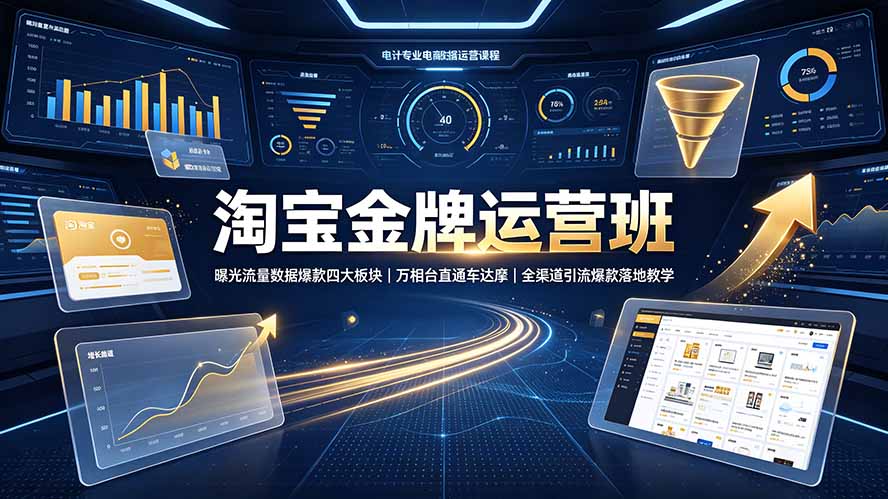 （19434期）淘宝金牌运营班-7月：曝光流量数据爆款四大板块｜万相台直通车达摩｜全渠道引流爆款落地教学-翌晨科技网