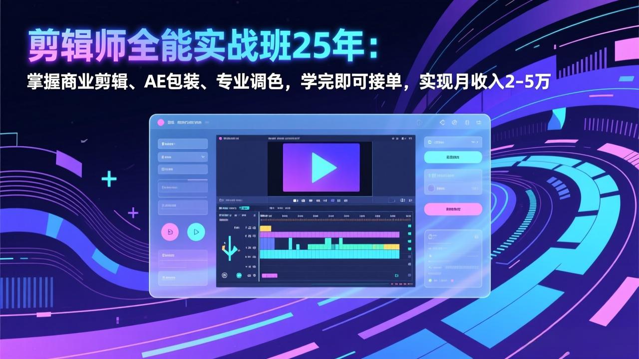 （17294期）剪辑师全能实战班25年：掌握商业剪辑、AE包装、专业调色，学完即可接单，实现月收入2-5万-翌晨科技网