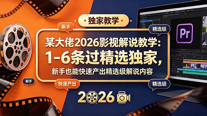 （18946期）某大佬2026影视解说教学：1-6条过精选独家，新手也能快速产出精选级解说内容-翌晨科技网