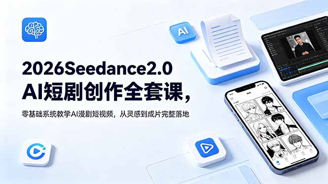 （18958期）2026Seedance2.0AI短剧创作全套课，零基础系统教学AI漫剧短视频，从灵感到成片完整落地-翌晨科技网